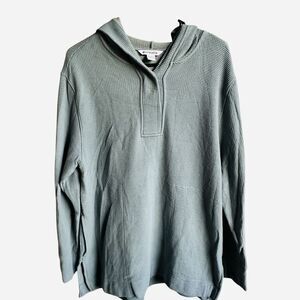 Athleta Sweatshirt Women's Size M Green Coaster Luxe Waffle‎ Hoodie Pockets EUC